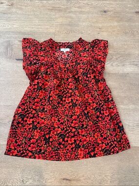 Entro Black & Red Floral floral top